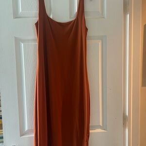 Express Orange Slip Midi Dress for a Night Out